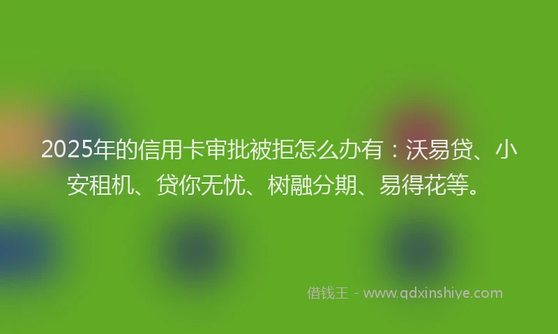 2025年的信用卡审批被拒怎么办有：沃易贷、小安租机、贷你无忧、树融分期、易得花等。