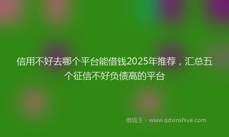 信用不好去哪个平台能借钱2025年推荐，汇总五个征信不好负债高的平台