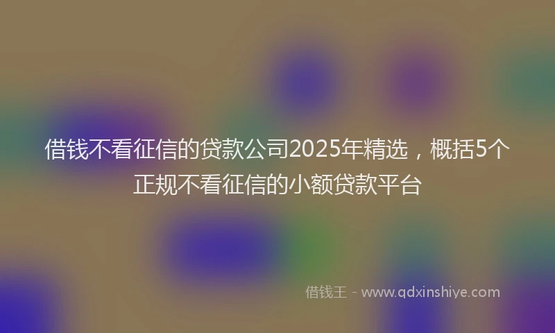 借钱不看征信的贷款公司2025年精选，概括5个正规不看征信的小额贷款平台