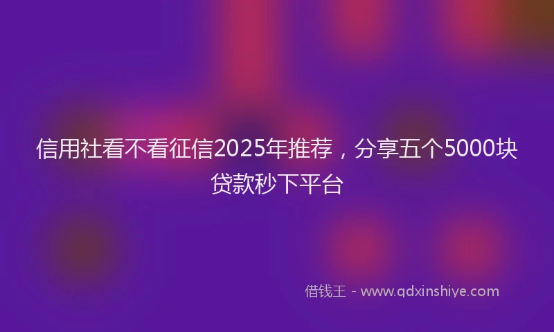 信用社看不看征信2025年推荐，分享五个5000块贷款秒下平台