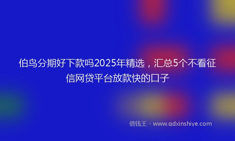 伯鸟分期好下款吗2025年精选，汇总5个不看征信网贷平台放款快的口子