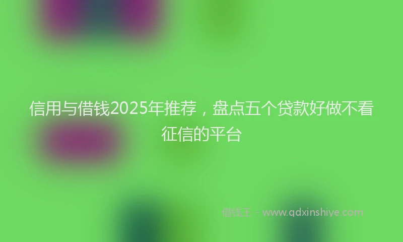 信用与借钱2025年推荐，盘点五个贷款好做不看征信的平台
