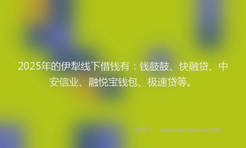2025年的伊犁线下借钱有：钱鼓鼓、快融贷、中安信业、融悦宝钱包、极速贷等。