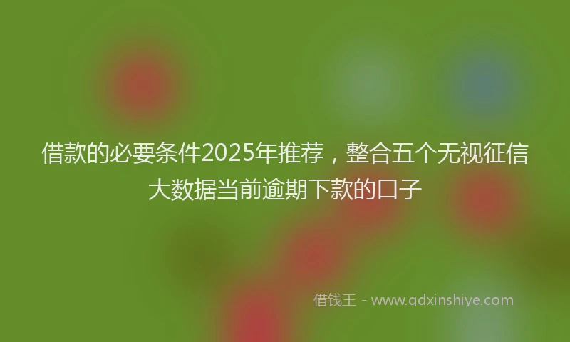 借款的必要条件2025年推荐，整合五个无视征信大数据当前逾期下款的口子