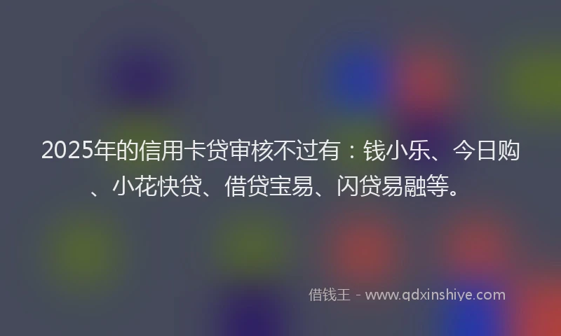 2025年的信用卡贷审核不过有：钱小乐、今日购、小花快贷、借贷宝易、闪贷易融等。