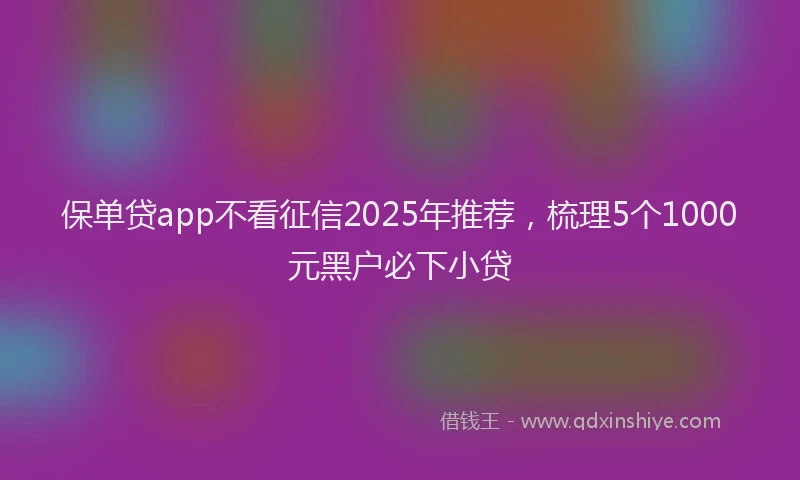 保单贷app不看征信2025年推荐，梳理5个1000元黑户必下小贷