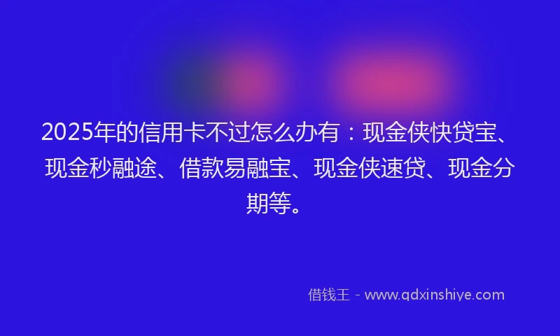 2025年的信用卡不过怎么办有：现金侠快贷宝、现金秒融途、借款易融宝、现金侠速贷、现金分期等。