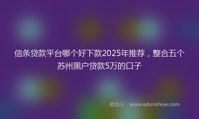 信条贷款平台哪个好下款2025年推荐，整合五个苏州黑户贷款5万的口子