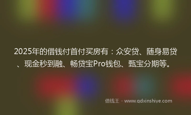 2025年的借钱付首付买房有：众安贷、随身易贷、现金秒到融、畅贷宝Pro钱包、甄宝分期等。