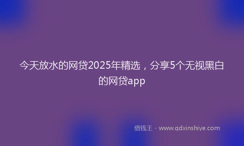 今天放水的网贷2025年精选，分享5个无视黑白的网贷app