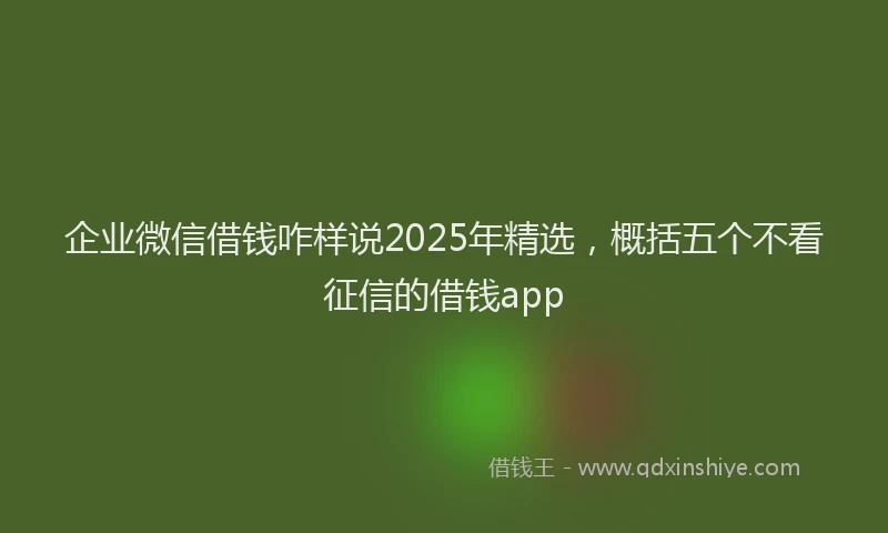 企业微信借钱咋样说2025年精选，概括五个不看征信的借钱app