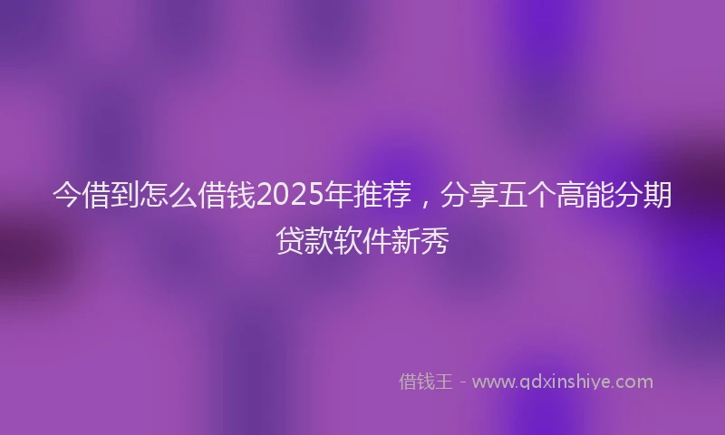 今借到怎么借钱2025年推荐，分享五个高能分期贷款软件新秀