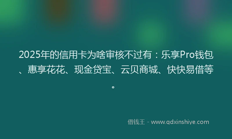 2025年的信用卡为啥审核不过有：乐享Pro钱包、惠享花花、现金贷宝、云贝商城、快快易借等。