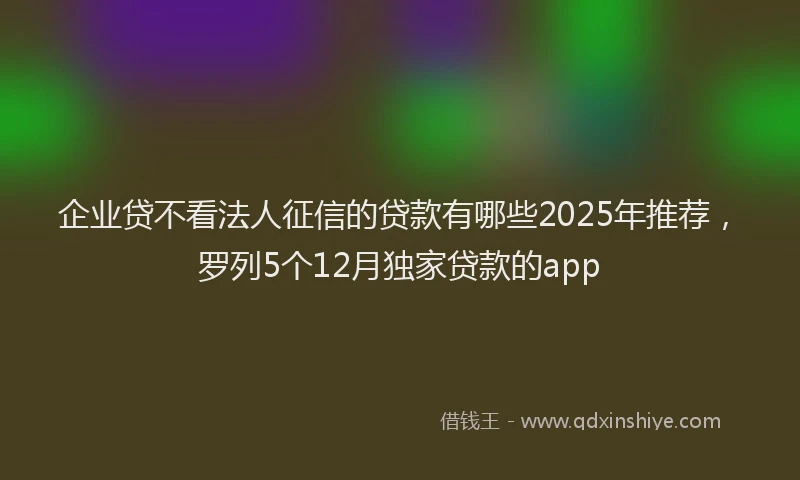 企业贷不看法人征信的贷款有哪些2025年推荐，罗列5个12月独家贷款的app