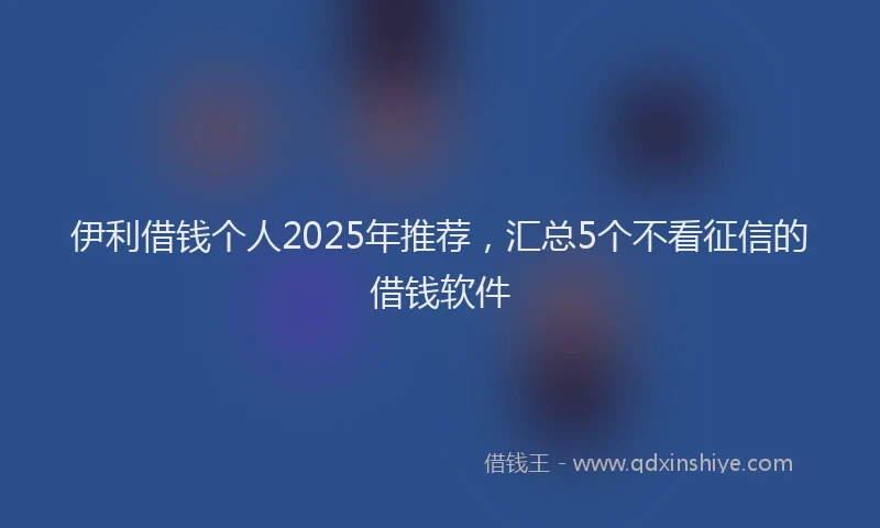 伊利借钱个人2025年推荐，汇总5个不看征信的借钱软件