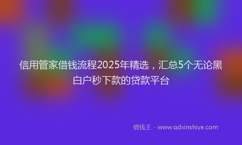 信用管家借钱流程2025年精选，汇总5个无论黑白户秒下款的贷款平台