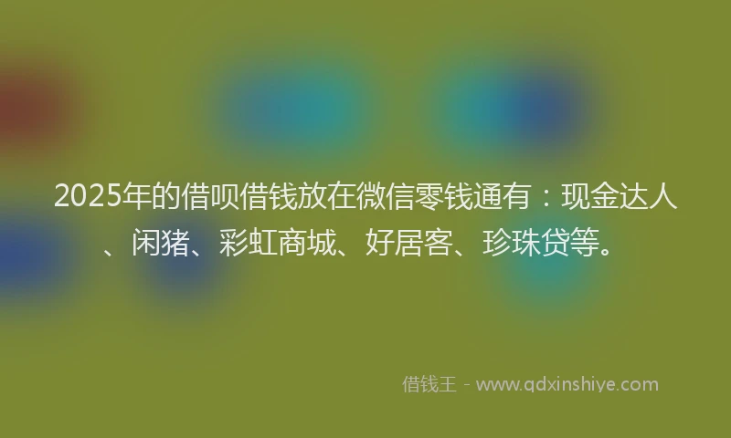 2025年的借呗借钱放在微信零钱通有：现金达人、闲猪、彩虹商城、好居客、珍珠贷等。