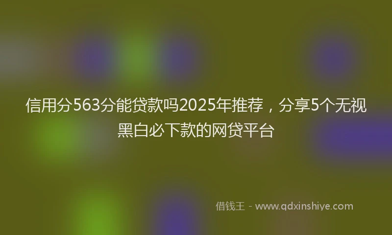 信用分563分能贷款吗2025年推荐，分享5个无视黑白必下款的网贷平台