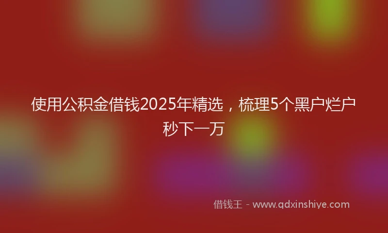 使用公积金借钱2025年精选，梳理5个黑户烂户秒下一万