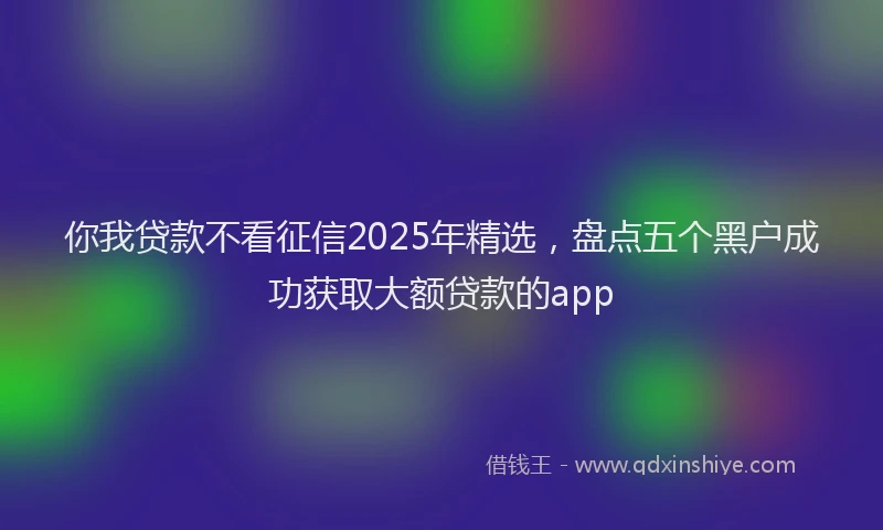 你我贷款不看征信2025年精选，盘点五个黑户成功获取大额贷款的app