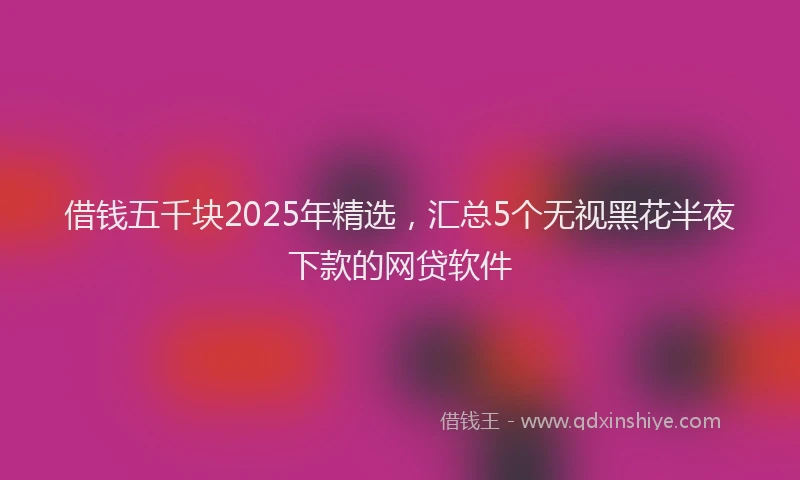 借钱五千块2025年精选，汇总5个无视黑花半夜下款的网贷软件