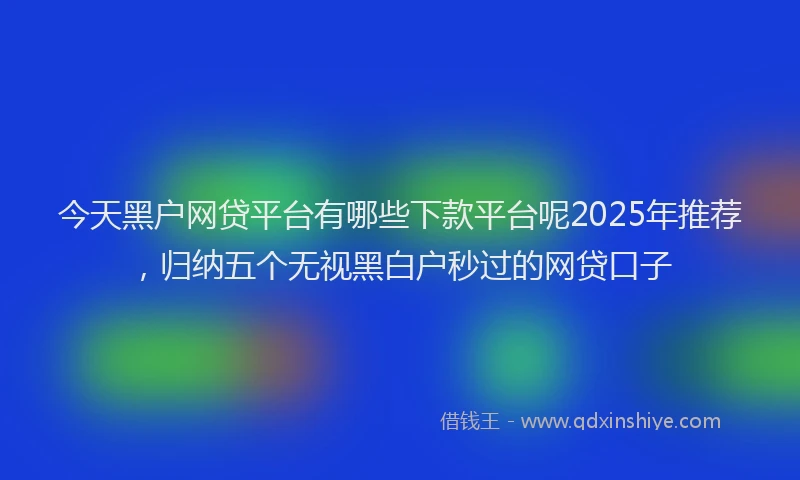 今天黑户网贷平台有哪些下款平台呢2025年推荐，归纳五个无视黑白户秒过的网贷口子