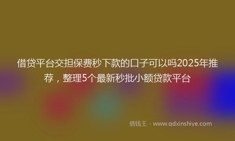借贷平台交担保费秒下款的口子可以吗2025年推荐，整理5个最新秒批小额贷款平台