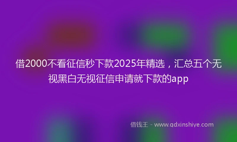 借2000不看征信秒下款2025年精选，汇总五个无视黑白无视征信申请就下款的app