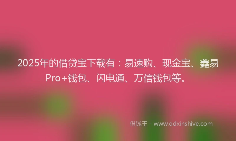 2025年的借贷宝下载有：易速购、现金宝、鑫易Pro+钱包、闪电通、万信钱包等。