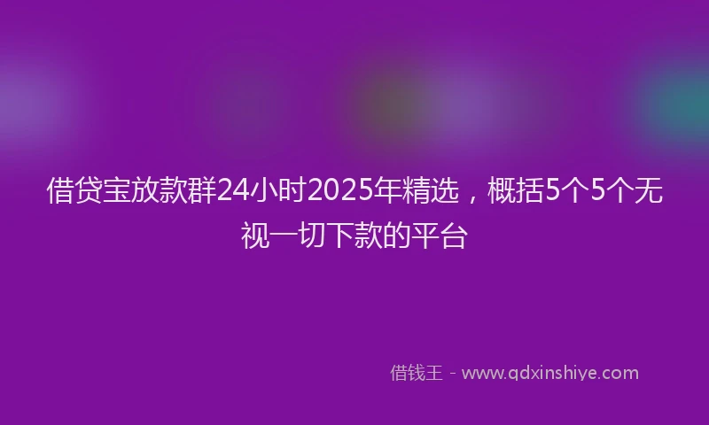 借贷宝放款群24小时2025年精选，概括5个5个无视一切下款的平台