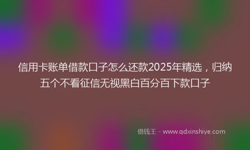 信用卡账单借款口子怎么还款2025年精选，归纳五个不看征信无视黑白百分百下款口子