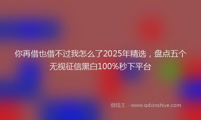 你再借也借不过我怎么了2025年精选，盘点五个无视征信黑白100%秒下平台