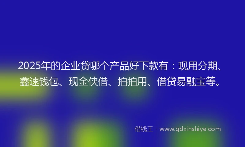 2025年的企业贷哪个产品好下款有：现用分期、鑫速钱包、现金侠借、拍拍用、借贷易融宝等。