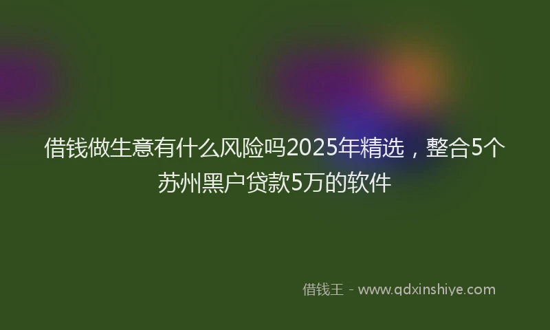 借钱做生意有什么风险吗2025年精选，整合5个苏州黑户贷款5万的软件