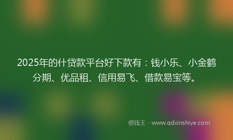2025年的什贷款平台好下款有：钱小乐、小金鹤分期、优品租、信用易飞、借款易宝等。
