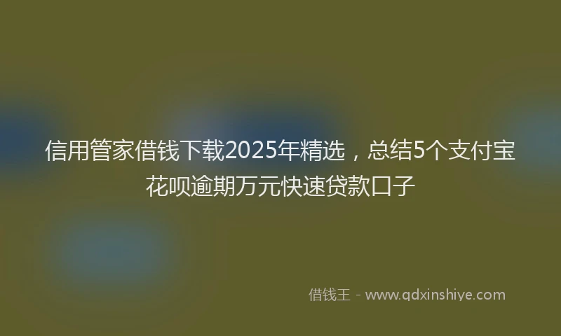 信用管家借钱下载2025年精选，总结5个支付宝花呗逾期万元快速贷款口子