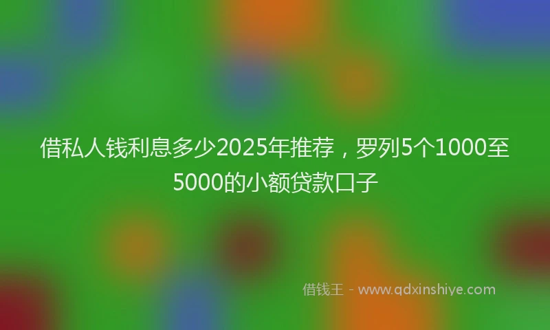 借私人钱利息多少2025年推荐，罗列5个1000至5000的小额贷款口子