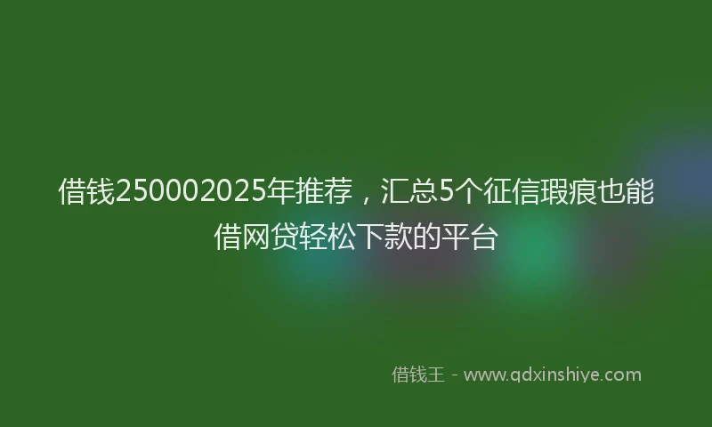 借钱250002025年推荐，汇总5个征信瑕疵也能借网贷轻松下款的平台