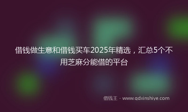 借钱做生意和借钱买车2025年精选，汇总5个不用芝麻分能借的平台