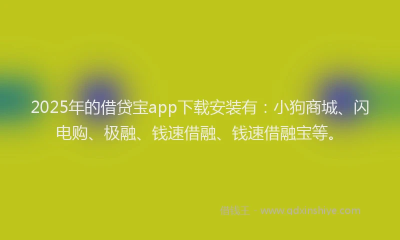 2025年的借贷宝app下载安装有：小狗商城、闪电购、极融、钱速借融、钱速借融宝等。