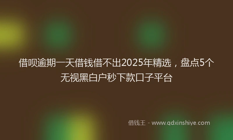 借呗逾期一天借钱借不出2025年精选，盘点5个无视黑白户秒下款口子平台