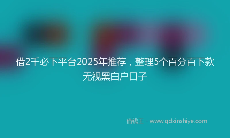 借2千必下平台2025年推荐，整理5个百分百下款无视黑白户口子