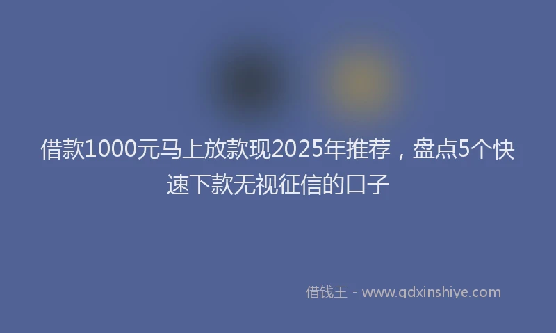 借款1000元马上放款现2025年推荐，盘点5个快速下款无视征信的口子