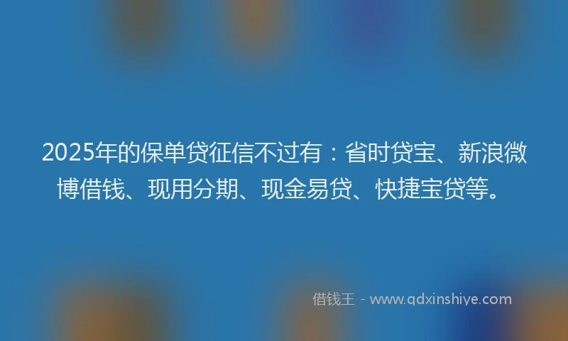 2025年的保单贷征信不过有：省时贷宝、新浪微博借钱、现用分期、现金易贷、快捷宝贷等。