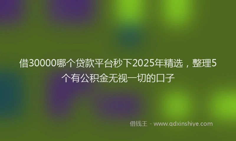 借30000哪个贷款平台秒下2025年精选，整理5个有公积金无视一切的口子