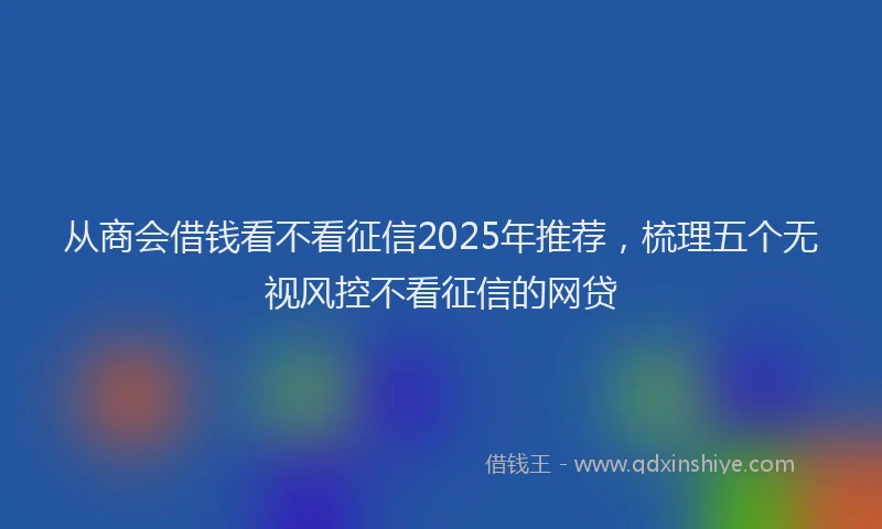 从商会借钱看不看征信2025年推荐，梳理五个无视风控不看征信的网贷