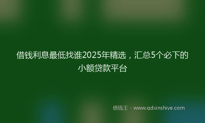 借钱利息最低找谁2025年精选，汇总5个必下的小额贷款平台