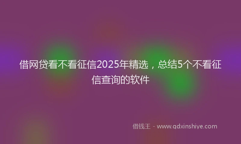 借网贷看不看征信2025年精选，总结5个不看征信查询的软件