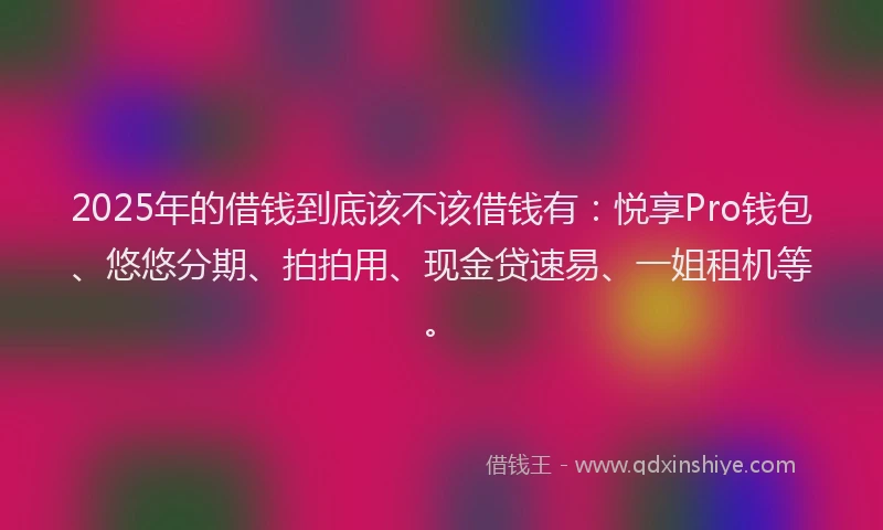 2025年的借钱到底该不该借钱有：悦享Pro钱包、悠悠分期、拍拍用、现金贷速易、一姐租机等。