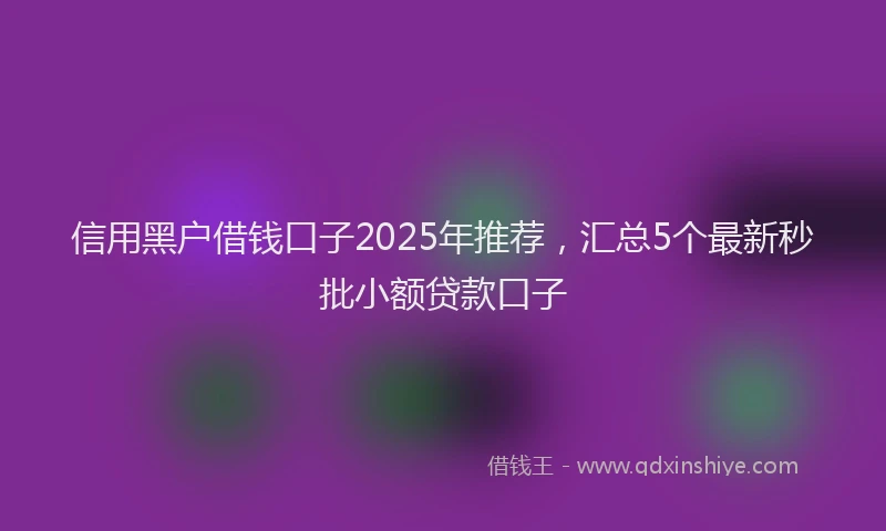 信用黑户借钱口子2025年推荐，汇总5个最新秒批小额贷款口子